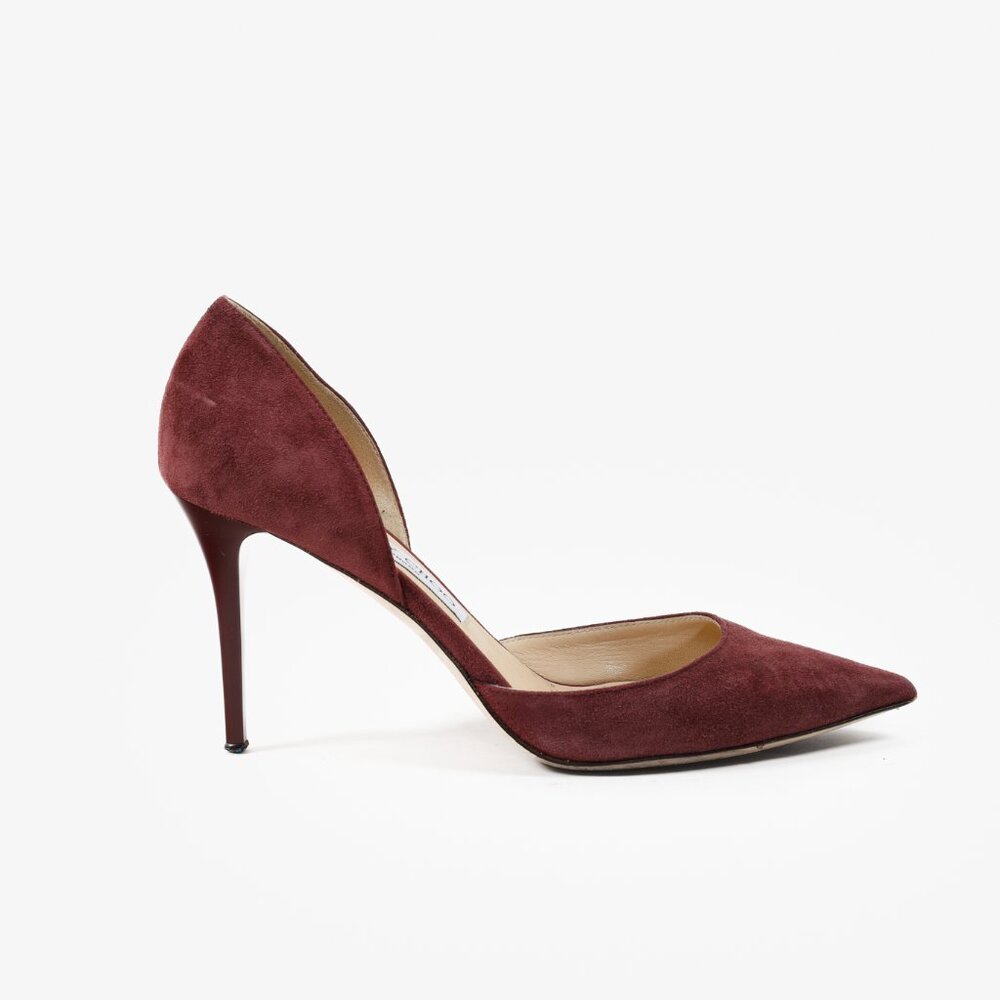 Jimmy Choo Burgundy Suede Addison D'Orsay Pumps